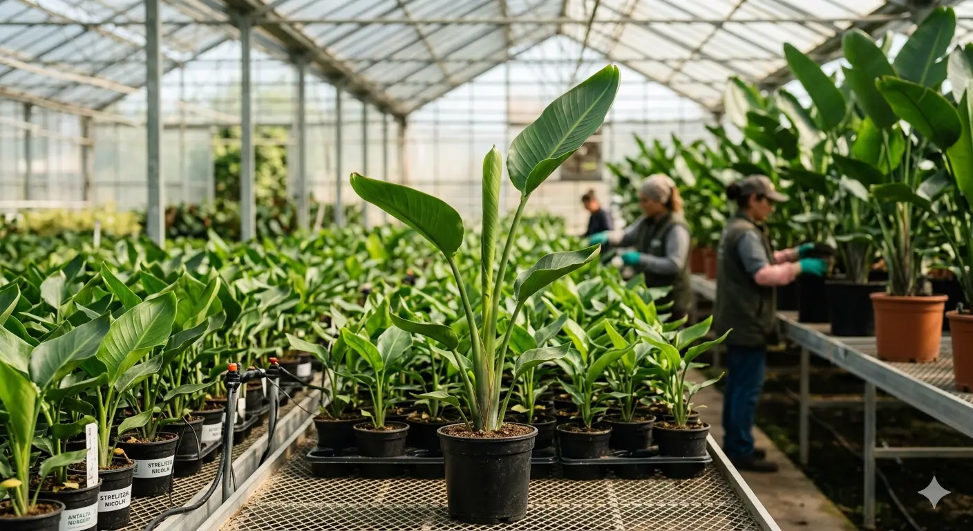 A greenhouse at HasBiotech, Antalya — tissue-culture ornamental plant production